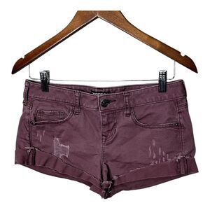 express cuffed chino shorts purple low rise shortie size 2 distressed